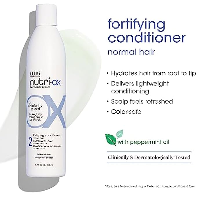 Nutri-Ox FORTIFYING CONDITIONER NORMAL FOR THINNING HAIR | THICKER, FULLER-LOOKING HAIR | CLINICALLY & DERMATOLOGICALLY TESTED | PEPPERMINT | COLOR-SAFE | 15.2 FL OZ - Image 3